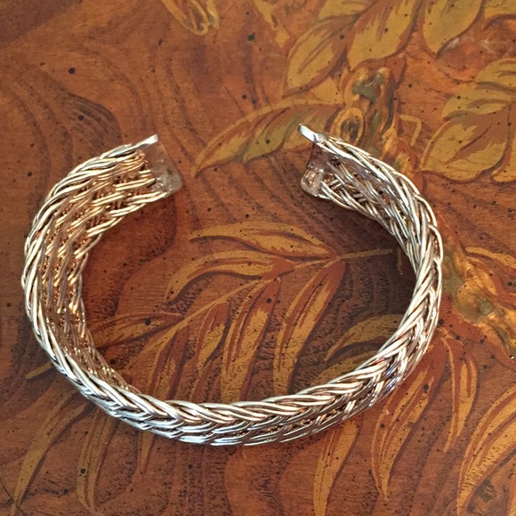 Sterling .925 wide braid cuff bracelet 39gr - Picture 3 of 10